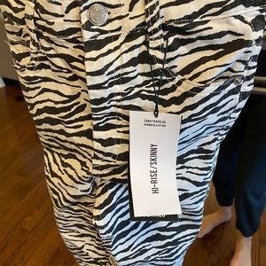 High rise skinny leopard jeans black and white